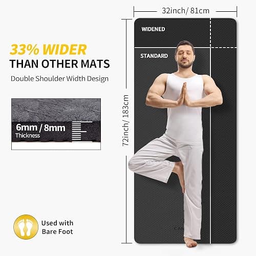 CAMBIVO Extra Wide Yoga Mat for Women and Men (72"/84"x 32"x 1/4") TPE Workout Mat, Non-slip Large Exercise Fitness Mat for Yoga, Pilates, Workout thumbnail 2