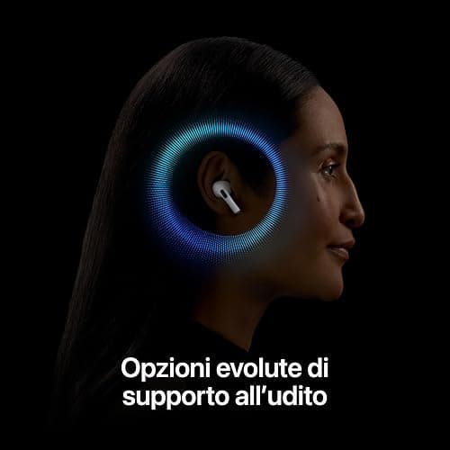 Apple AirPods Pro 2 Auricolari wireless, Auricolari Bluetooth, Cancellazione attiva del rumore, Funzione Apparecchio acustico, Trasparenza, Audio spaziale personalizzato, Alta fedeltà, Ricarica USB-C thumbnail 5
