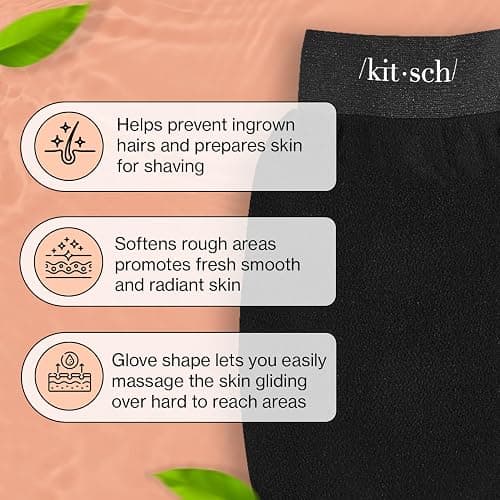 Kitsch Exfoliating Glove – Korean Exfoliating Mitt & Deep Exfoliating Body Scrubber for Shower, Bath | Body Exfoliator, Dead Skin Remover | Skin Care for Smooth, Renewed Skin - 1pc, Black thumbnail 2