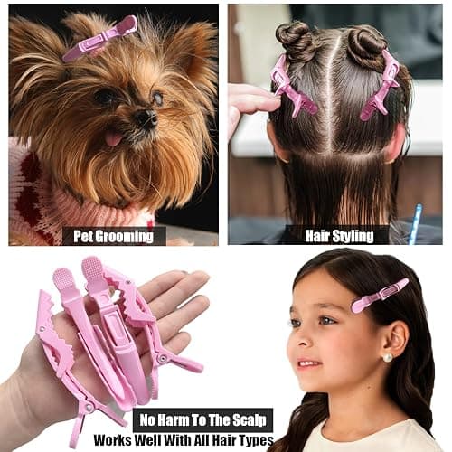 30 Pcs Alligator Hair Clip for Styling Sectioning - Salon Hair Clip for Thick Hair, Plastic Hair Styling Clip with Wide Teeth & Double-Hinged Design (Pink) thumbnail 4