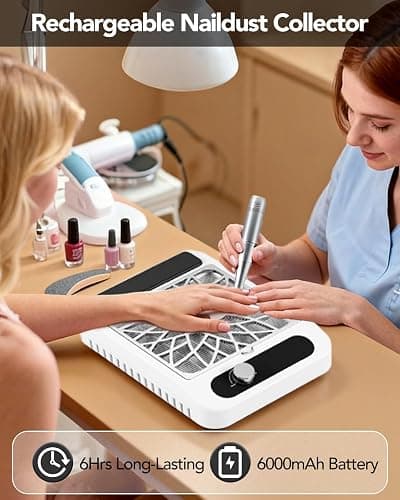 Portable Electric Nail Drill Kit & Nail Dust Collector,Nail Filer Professional 45000 RPM(with 12 Drill Bits & Accessories),3700RPM Vacuum Nail Fan Dust Collector with Reusable Filter for Salon & Home thumbnail 9