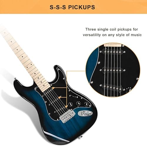 GLARRY Full Size Electric Guitar for Beginner with Amp and Accessories Pack Guitar Bag (Dark blue) thumbnail 2