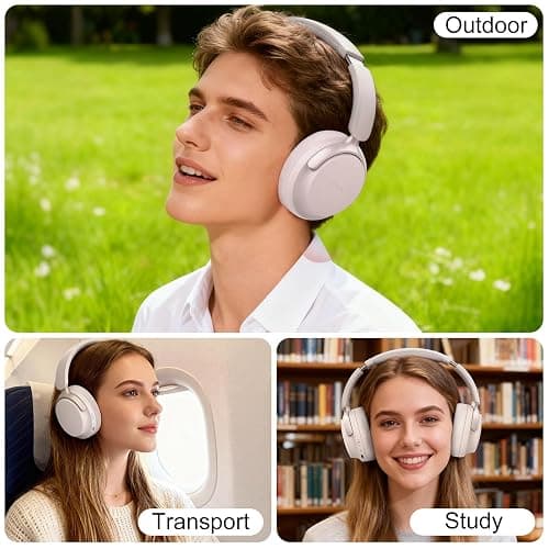 RORSOU B8 Bluetooth Headphones Over Ear, 6 EQ Music Modes and 50H Playtime Deep Bass Wireless Headphones with Mic, Lightweight Folding HiFi Stereo Headset for iPad/Travel/Tablet/PC/Home Grey thumbnail 10