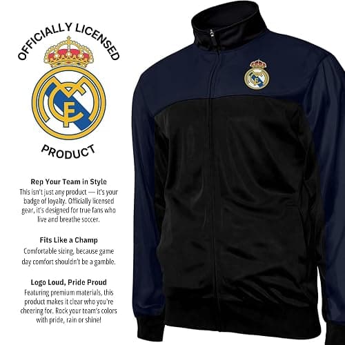 Icon Sports Officially Licensed Real Madrid CF Track Jacket - Unisex Adult thumbnail 5