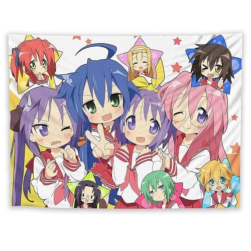 HOKMAH Cute Anime Colorful Tapestry, Kawaii Japanese Funny Girls Cartoon Design Pink Tapestry Wall Art for Living Room Bedroom Dorm House Decor Tapestries Backdrop (9,30'' x 40'') thumbnail 8
