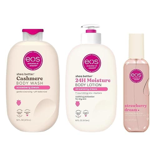 eos Strawberry Dream Scent Layering Bundle - Body Wash, Body Mist, Body Lotion - Image 1