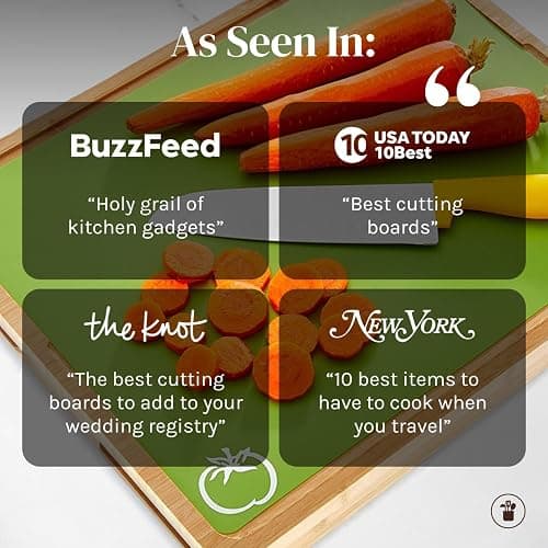Cutting Boards for Kitchen – Bamboo Cutting Board Set with 6 Color-Coded Flexible Chopping Mats, Easy Clean Wood and Dishwasher-Safe Plastic, Large 17×12, Knife-Friendly by Cooler Kitchen - Natural thumbnail 8