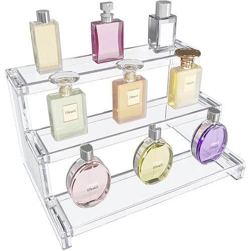Lifewit 3-stufiger Klarer Display Ständer, 22,8 x 15,7 x 13 cm Kunststoff Schminktisch Organizer, Gestufter Präsentationsstand für Make-up/Figuren/Cupcake/Nagellack, Dekorieren Riser Display Regal - Image 1