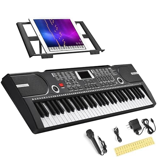 61 Key Keyboard Piano, Portable Electronic Keyboard Piano for Beginners with Speakers, Microphone, Sheet Music Stand, 100 Voices, 100 Rhythms, Digital Music Keyboard for Teen - Image 1