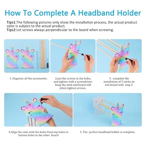 Basumee Girls Headband Holder Organizer Hair Hoop Headband Display Stand Unicorn Hairband Stand Organizer Headband Storage Home Room Decors for Girls, Blue Rose - Blue Rose thumbnail 7