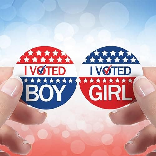 DISTINCTIVS Red White and Blue Gender Reveal Stickers – 40 Count – Team He Team She – Patriotic 4th of July and Summer Gender Reveal Party thumbnail 9