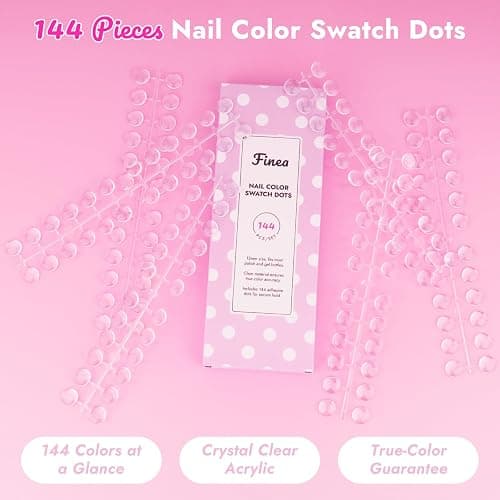 Finea 144pcs Gel Nail Polish Color Display Swatch Dots with Stickers Clear Transparent Acrylic Plastic Labels Nail Art Paint Color Analysis Chart Sample Accessories Nail Tech Must Have Salon Supplies thumbnail 2