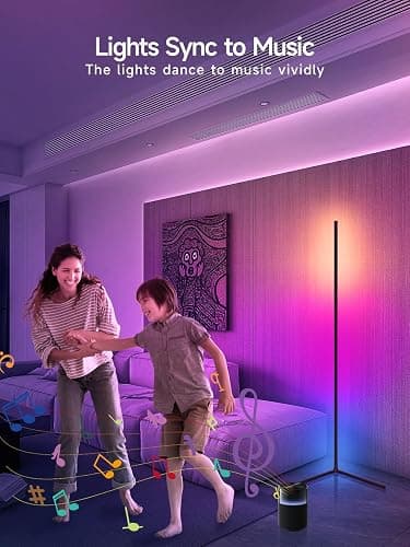 Tyute Corner Floor Lamp, RGB LED Corner Lamp with Music Sync, Smart App and Remote Control Color Changing Ambience Light, LED Lamp with 16 Million Colors for Bedroom, Living Room Gaming Room thumbnail 4