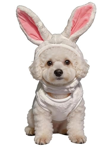IOICYBF Pet Costume for Small Dogs Cats Halloween Hoodies Puppy Coat | Winter Pet Outfits Funny Pajamas Clothes for Christmas Party,White Bunny L - Image 1