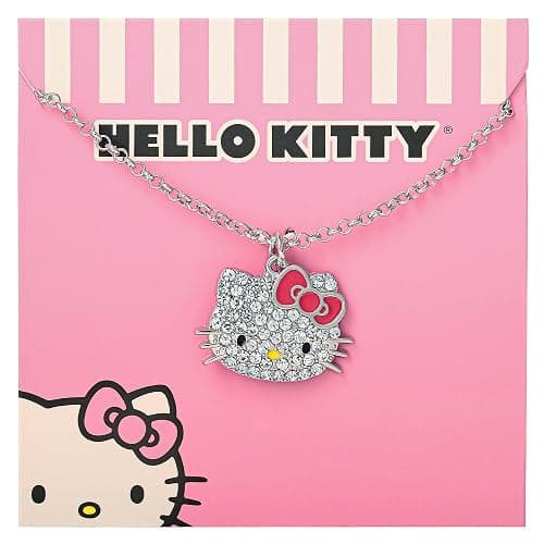 Hello Kitty Sanrio Pave Crystal Pendant Necklace for Women Official License, 16"+3" Sparkly Necklace with Enamel Plating thumbnail 6