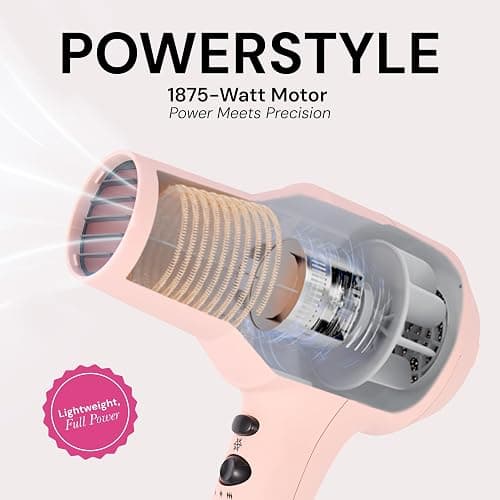 L'ANGE HAIR PowerStyle Turbo Ionic Hair Dryer | 1875 Watt Professional Blow Dryer with Diffuser & Concentrator | Multiple Heat & Speed Settings for Fast Drying | Salon-Grade Styling Tools, Blush thumbnail 5