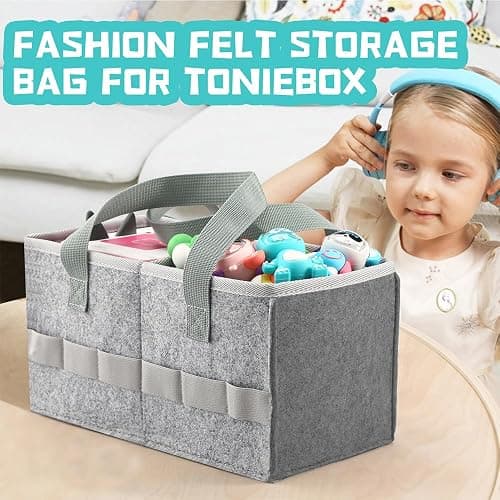 PISOSN Carrying Case for Toniebox Starter Set and Tonies Figurines, Travel Felt Cloth Musical Toy Folding Bag for Toniebox 2 & Accessories (Gray) thumbnail 7