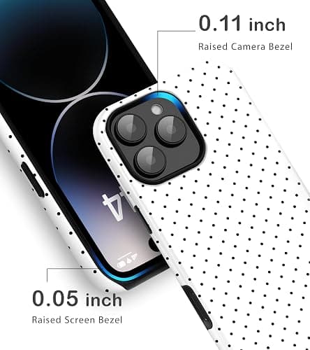 Amzfield Compatible with iPhone 16 Pro Case Cute Polka Dot Aesthetic Retro Design for Women Girls Fall Simple Chic Girly Pretty Dual Layer Hybrid Protection Elegant Case for iPhone 16 Pro-White thumbnail 4