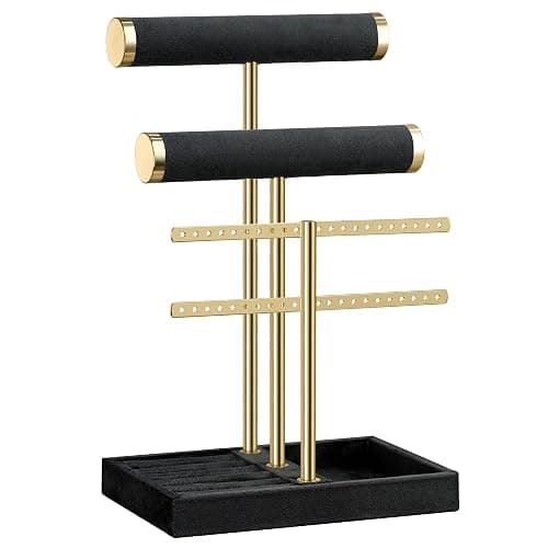 Josmimic 3 Tier Bracelet Holder Display - Detachable T Bar Black Velvet Bracelet Holder, Jewelry Holder Organizer for Bracelet, Necklace, Watches, Rings thumbnail 6