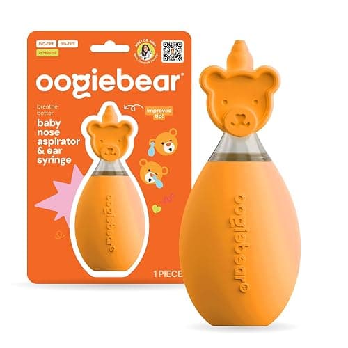 oogiebear Baby Nose Aspirator & Ear Syringe, Manual Strong-Suction, Orange | Snot Buster™ Baby Nasal Aspirator, for Newborns, Infants & Toddlers, Gentle Mucus Remover, Easy-Clean, BPA-Free - Image 1