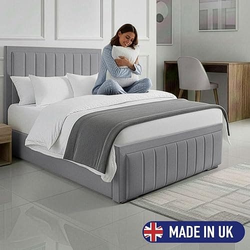 SANA SLEEP 4FT6 Ottoman Designer Plush Velvet Upholstered Bed Frame With Storage Option - Plush Grey thumbnail 5