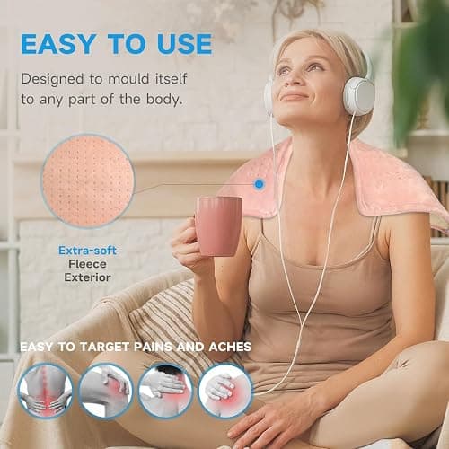 GOTCOZY Heating Pad for Back Pain Relief & Cramps,Electric Heating Pads for Neck and Shoulders with 2H-Auto Shut Off and 5 Heat Settings,Gifts for Mom Men 12''X24''(Rose) thumbnail 5