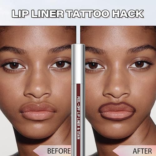 Cilrofelr Peel Off Lip Liner Stain with Tweezer, Long Wear Tattoo Lip Liner, Peel Off Lip Stain with Matte Finish, Long Lasting, Waterproof, Transfer-proof, Highly Pigmented Color (Espresso) thumbnail 2
