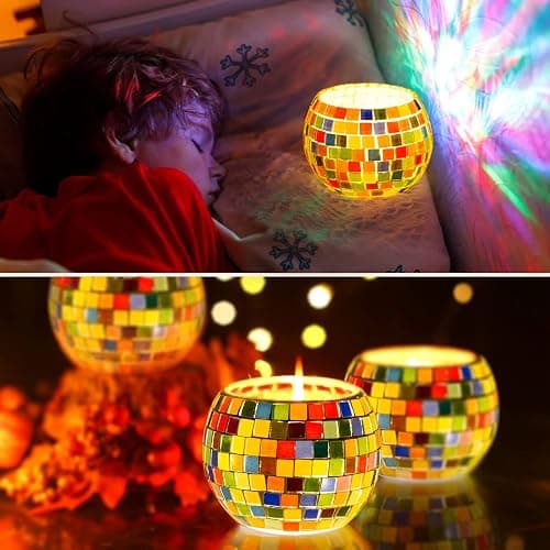 Glass Mosaic Candle Holder Kit – DIY Mosaic Kits for Adults & Crafts for Girls 8-12 – Arts and Crafts for Kids, Tealight Candle Holder for Home Decor, Toys Girls Birthday Christmas Gifts Ages 6 7 8-12 thumbnail 6