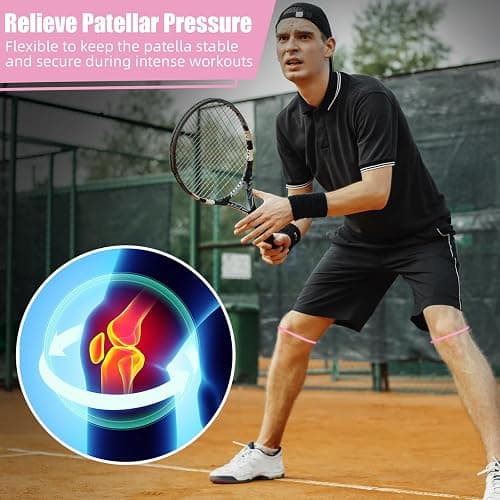 Foilswirl Silicone Patella Knee Band for Basketball Patella Tendon Support Knee Pain Running Tendon Brace Support Strap(2,Pink,M) thumbnail 3