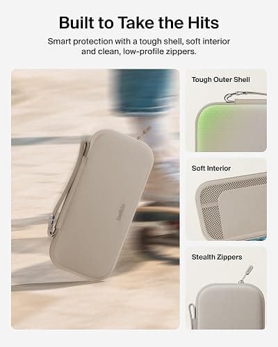 Belkin Nintendo Switch 2 Case, Travel Bag w/AirTag Holder & Storage Pocket for Up to 12 Game Cards - Portable, Lightweight Carrying Case w/Hard Shell, Soft Interior, Switch 2 Accessories - Sand thumbnail 6