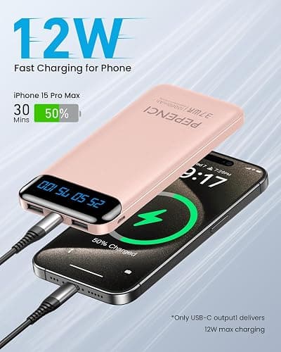 Portable Charger, 10,000 mAh Power Bank, USB C in&Out Fast Charging Battery Pack Compatible with iPhone 15/15 Plus/15 Pro/15 Pro Max, iPhone 14/13/12 Series, Samsung Galaxy etc.-Pink thumbnail 2