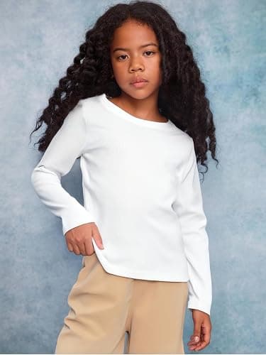 Azmxynol Girls Clothes 2 Piece Outfit Ribbed T-Shirt Top + Cargo Pants, Girls Fall Clothing Set, Sizes 5-16 Years thumbnail 4