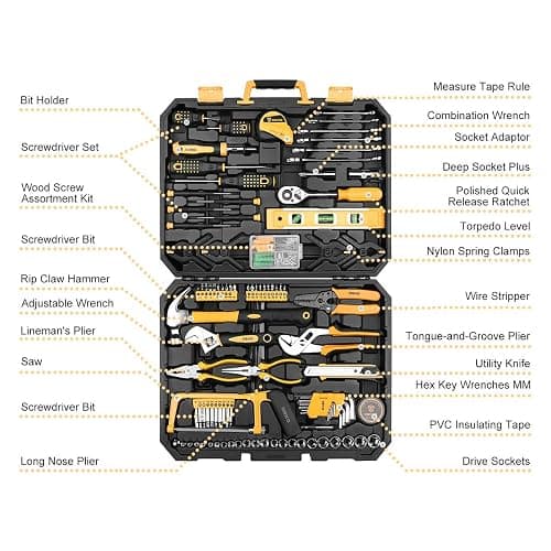 DEKOPRO 228 Piece Socket Wrench Auto Repair Tool Combination Package Mixed Tool Set Hand Tool Kit with Plastic Toolbox Storage Case thumbnail 4