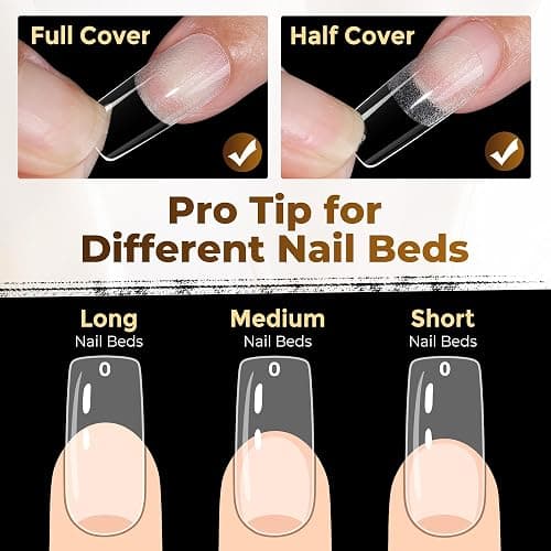 UNA GELLA Square Fake Nails, 504pcs Gel Nail Tips Clear Press on Nails Pre-shape for Full Cover Square Nails French False Nails For Nail Extension Nail Art Home DIY 12 Sizes False Gelly Tips thumbnail 7