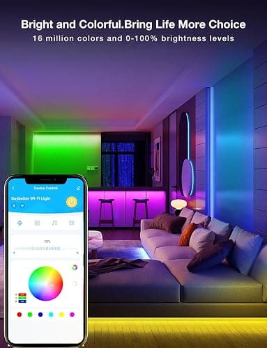 DAYBETTER Smart WiFi Led Strip Lights 200ft App Controlled Work with Alexa and Google Assistant Timer Schedule RGB Strip Color Changing Décor for Bedroom Party Kitchen 100ft*2, TCF0223120W-WA01-V2 thumbnail 2