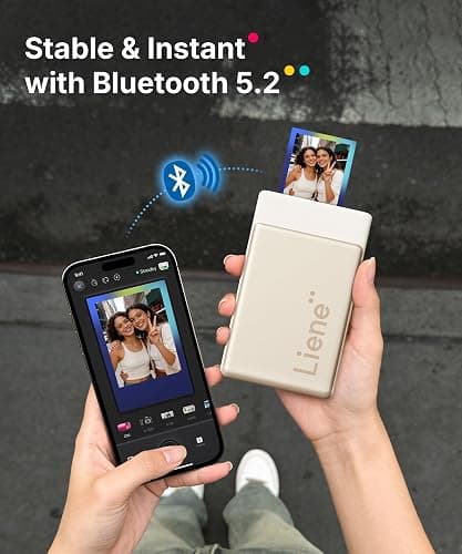 Liene Pearl N200 Pro Portable AI Photo Printer, Instant Mini Picture Printer for iPhone Smartphone, Thermal Dye Sublimation, Bluetooth Sticker Maker 50 Sheets 2x3 Adhesive Paper & 5 Cartridges, Gold thumbnail 8