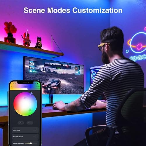 GHome Smart SL1 TV LED Backlight, Smart WiFi Strip Light Compatible with Alexa and Google Home, App Control, Music Sync 16 Million Rgb Red Green Blue 9.2Ft ST1-B thumbnail 5