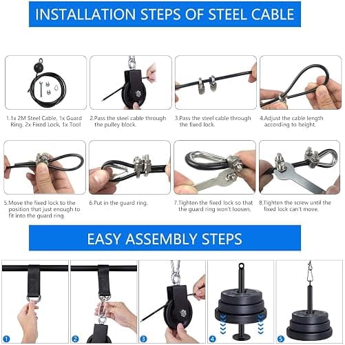 LFJ Poleas Gimnasio para Casa Fitness DIY Triceps Polea Gym Cable Máquina Musculacion Kit Sistema Poleas Entrenamiento de Fuerza del Brazo thumbnail 4
