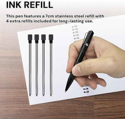 OIJ Mini Bolt Action Pen Set, Ultra-Light EDC Pocket Military Tactical Pen, Aluminum Alloy Writing Tool With 4 Ballpoint Refills thumbnail 5