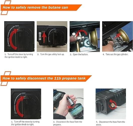 Propane or Butane Stove with Windblocker, Dual Fuel 10,000 BTU Portable Gas stove for Camping, Automatic Ignition Gas Stove with Adapter Hose Carrying Case & Griddle for Hiking (Fuel Not Included) thumbnail 8
