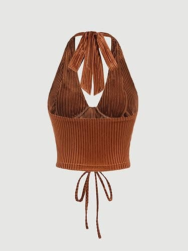 Verdusa Women's 2026 Going Out Halter Corset Top Lace Up Open Back Crop Tops Concert Cowgirl Outfits thumbnail 2