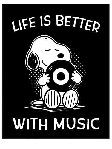 Life Is Better With Music Wall Art – 8x10 Unframed Cartoon Dog Poster – Fun Inspirational Artwork for Bedroom, Living Room, Dorm, Studio, or Office – Motivational Decor and Gift for Musicians & Fans - Image 1