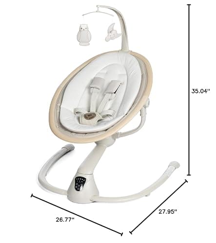 Maxi-Cosi Cassia Baby Swings for Infants: Smart Portable Baby Swing with Music, Lightweight & Foldable Baby Swing, 360 Rotation Infant Swing, Classic Oat - Classic Oat - Baby Seat thumbnail 9