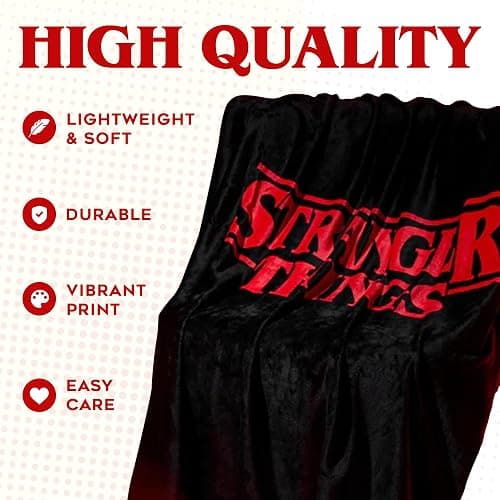 Stranger Things Blanket Throw Bedroom Accessories Fleece Blanket, Hellfire Club Soft Warm Winter Bed Throw 59.06 x 51.18 in Official Merch (Red) thumbnail 5