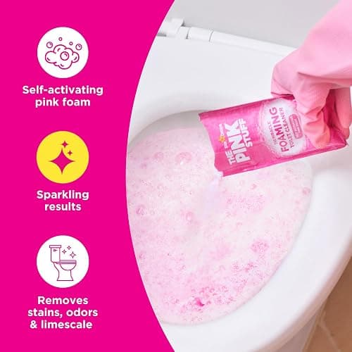 Stardrops - The Pink Stuff Bathroom Cleaning Kit – Cleaning Paste, Bathroom Foam Spray, Toilet Foaming Powder, SQeeZY Sponge & 3 Microfiber Cloths – Tough on Stains, Grease & Soap Scum thumbnail 8