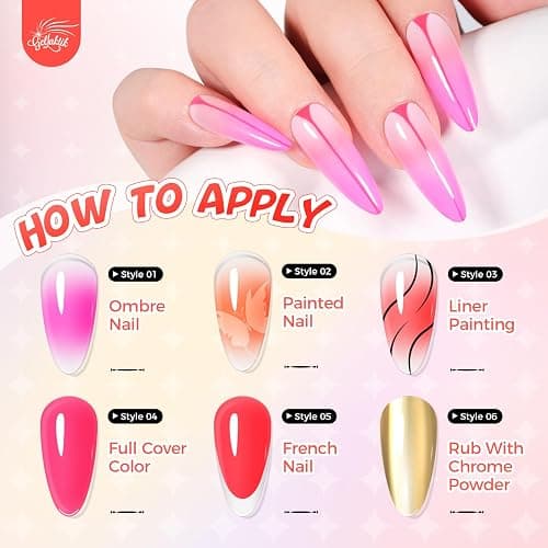 GELLAKTIK Pat Painting Gel, 16 Colors Ombre Gel Nail Polish for French Manicure, Blooming Aura Nails with Sponge Applicators, UV/LED Curing DIY Nail Art Palette thumbnail 3