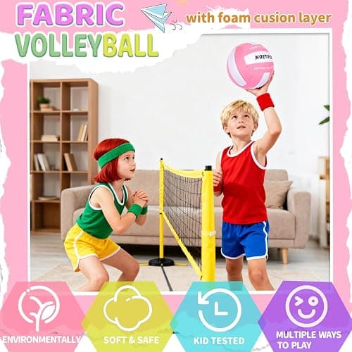 Noetifex Soft Volleyball-Super Soft Fabric Light Volleyball for Indoor Practice Safe and Quiet Kids Youth Beginners House Yard Training Practice Games(Deflated) thumbnail 4