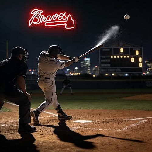 Baseball Neon Sign for Wall Decor Baseball Team Neon Light for Man Cave | Atlanta LED Light Up Sign for Club Garage Party Bedroom Decor Birthday Gifts for Fans Wall Art Size13.7*8.9 In thumbnail 5