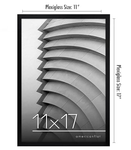 Americanflat 11x17 Picture Frame with Polished Plexiglass - Streamline Collection - Thin Border Picture Frame for Wall Display - Hanging Hardware Included - Black thumbnail 3