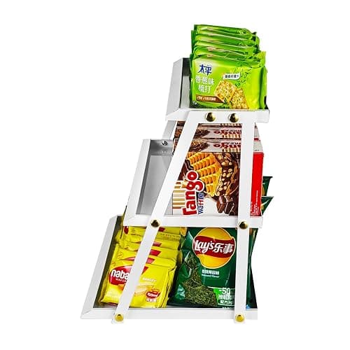 CozyNova 3 tier candy display - Snack holder with snack holder - Multi-functional counter snack and chip holder for stores - Cupcake display stand (White) thumbnail 6